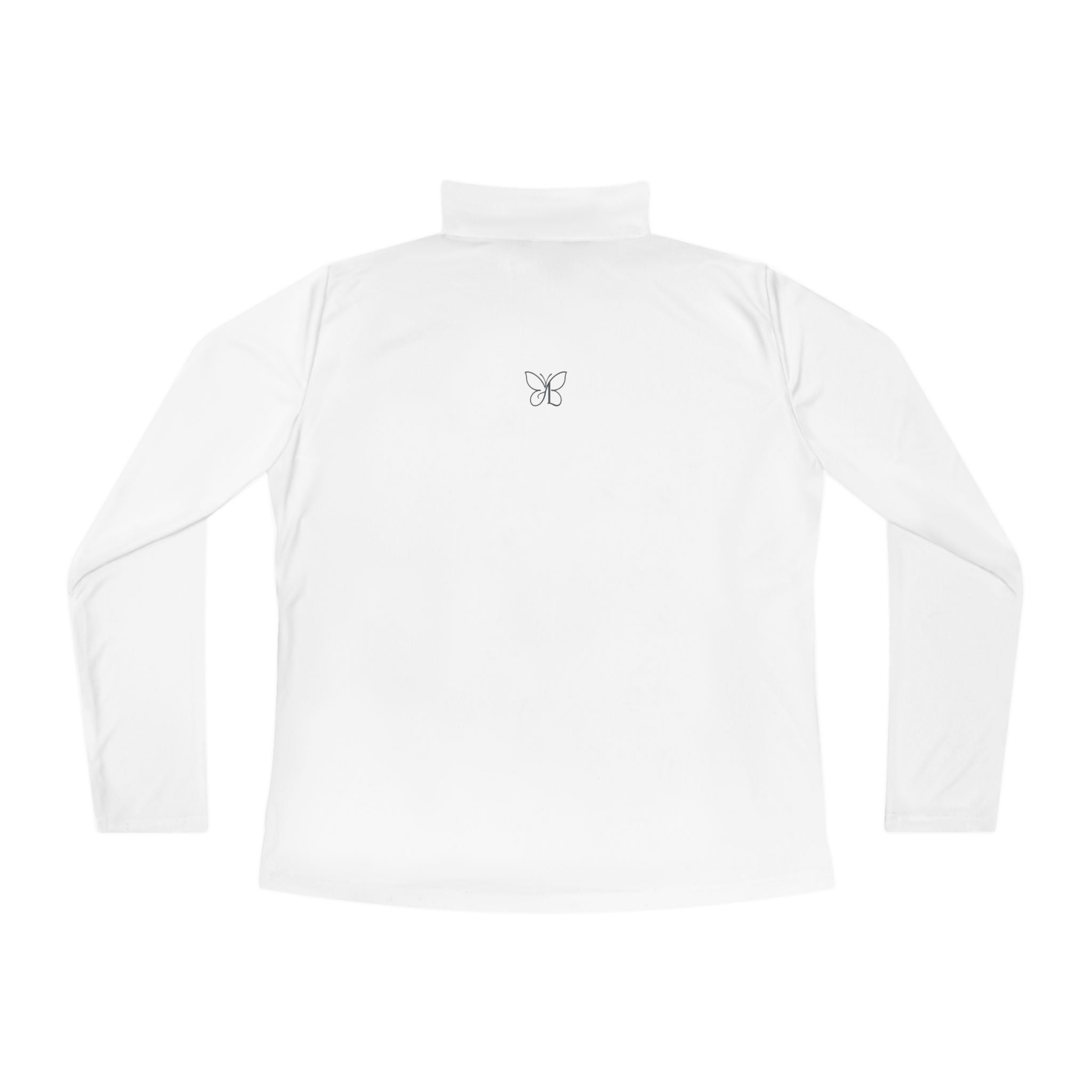 Ladies Quarter-Zip Pullover — Minimal Butterfly Embroidered Athletic Top