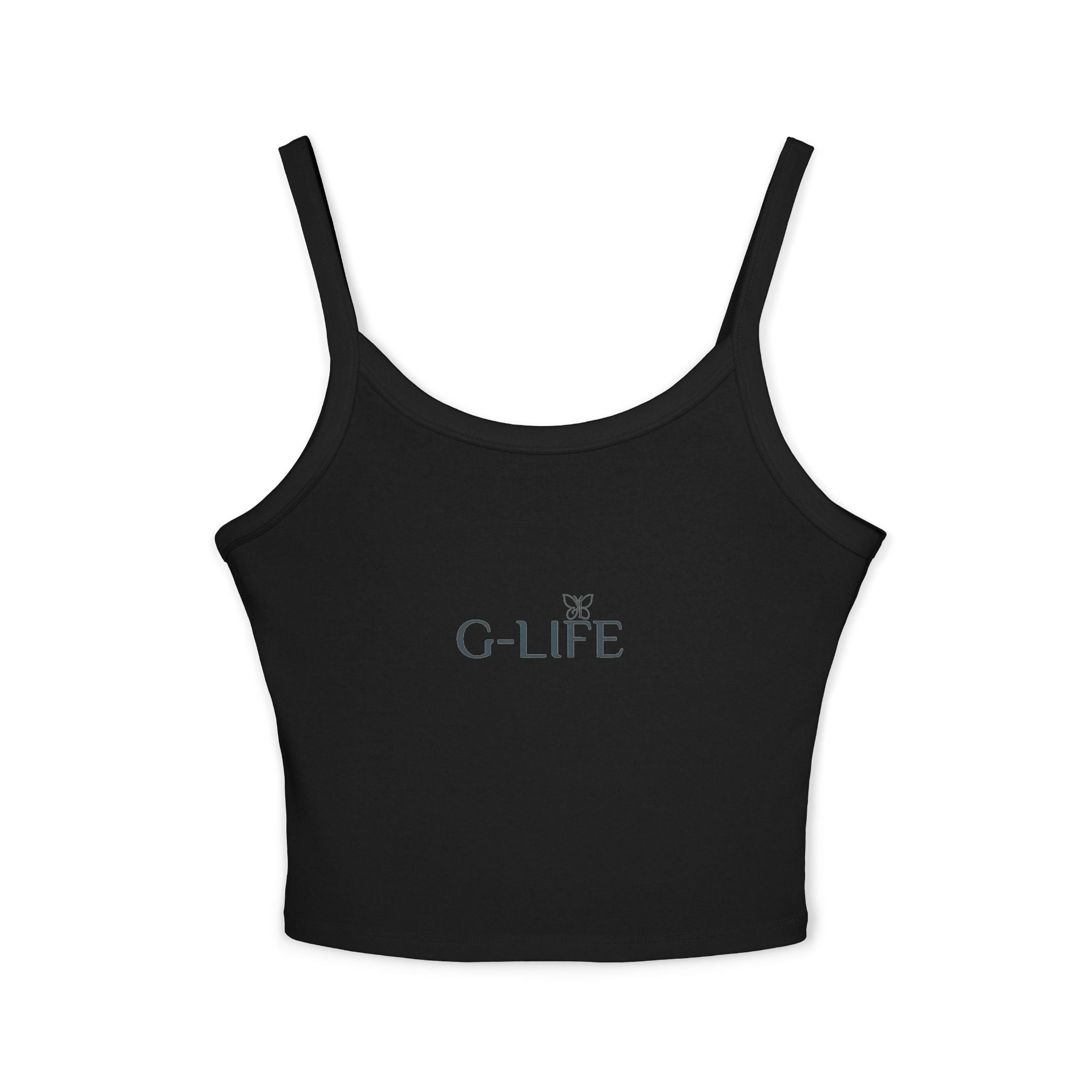 G-LIFE Butterfly Crop Tank Top — Women's Spaghetti Strap Graphic Tank