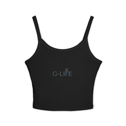 G-LIFE Butterfly Crop Tank Top — Women's Spaghetti Strap Graphic Tank
