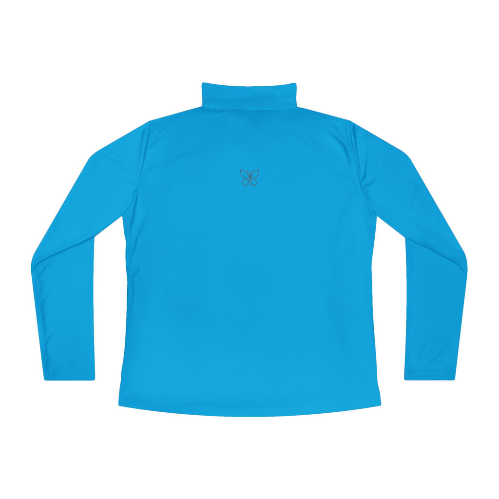 Ladies Quarter-Zip Pullover — Minimal Butterfly Embroidered Athletic Top