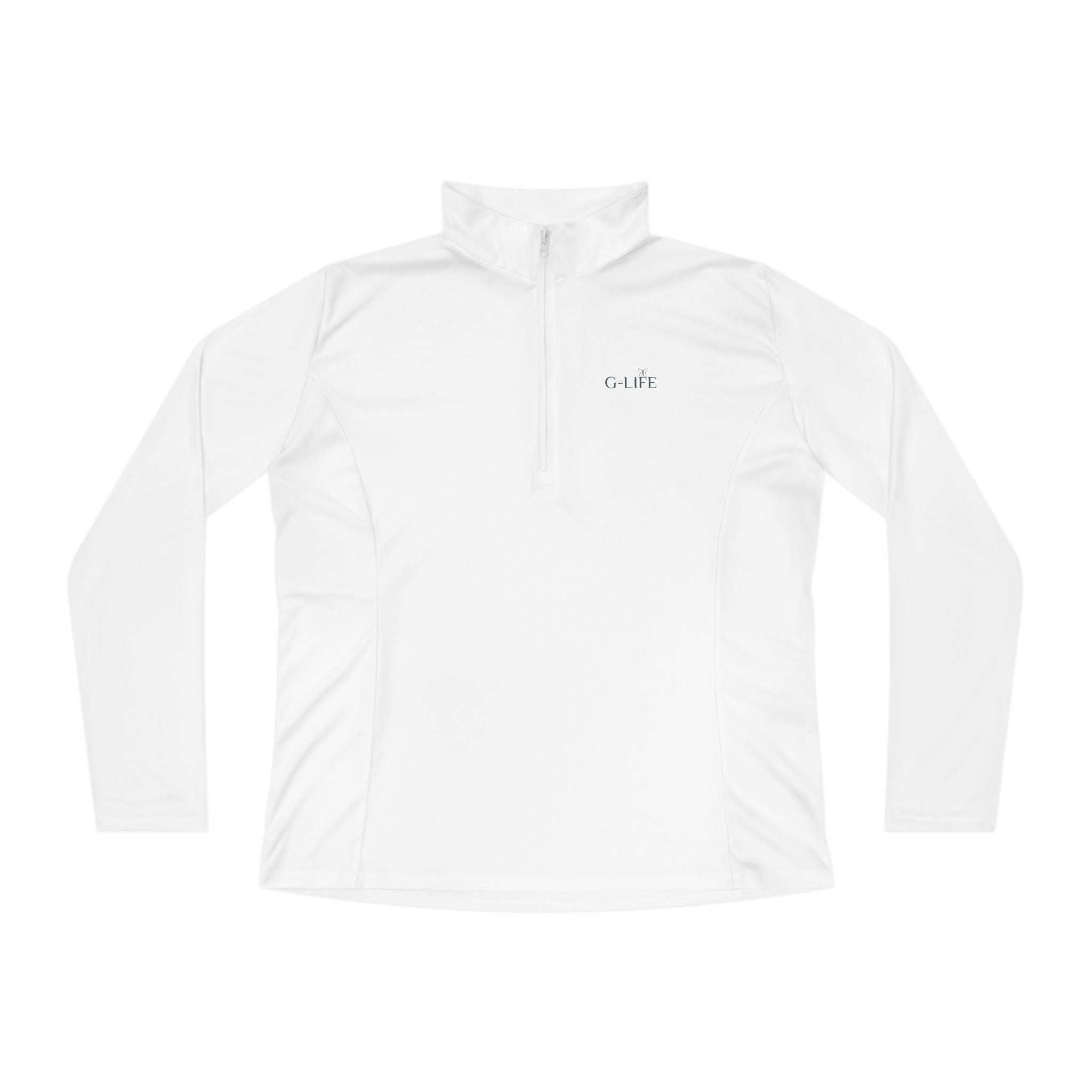 Ladies Quarter-Zip Pullover — Minimal Butterfly Embroidered Athletic Top