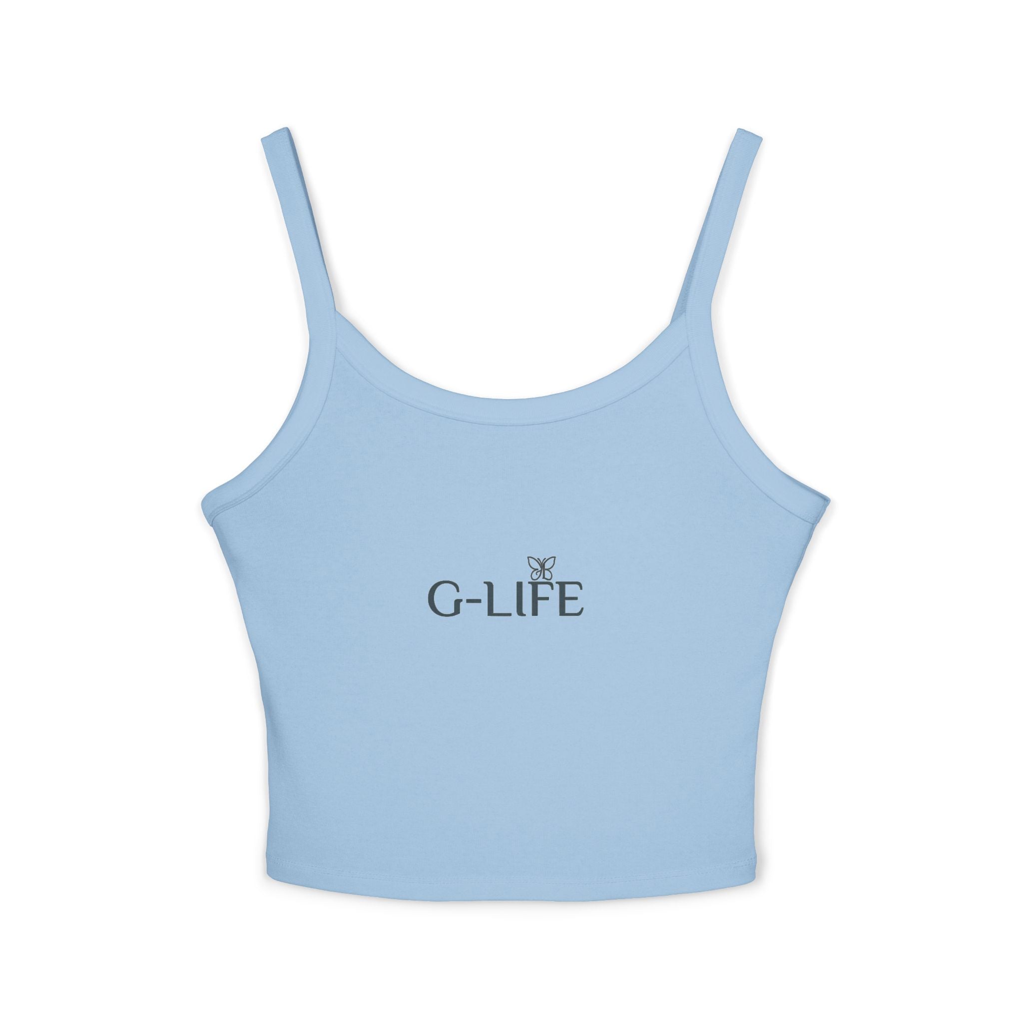 G-LIFE Butterfly Crop Tank Top — Women's Spaghetti Strap Graphic Tank