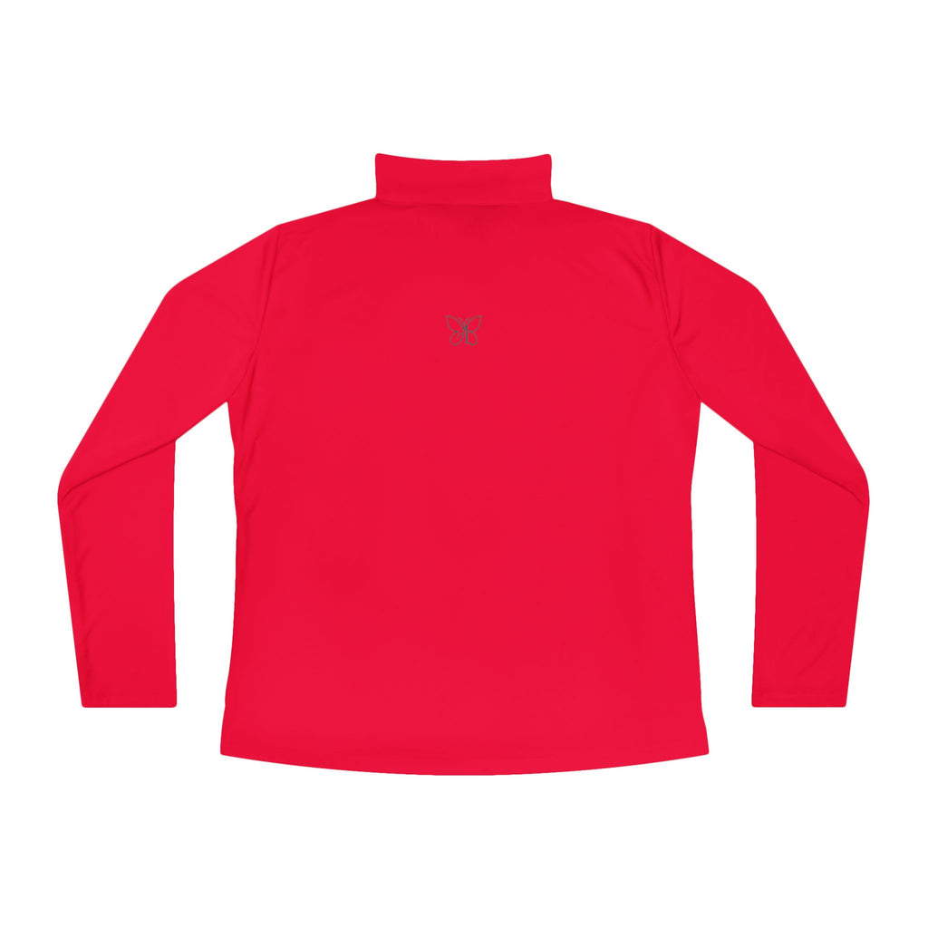 Ladies Quarter-Zip Pullover — Minimal Butterfly Embroidered Athletic Top