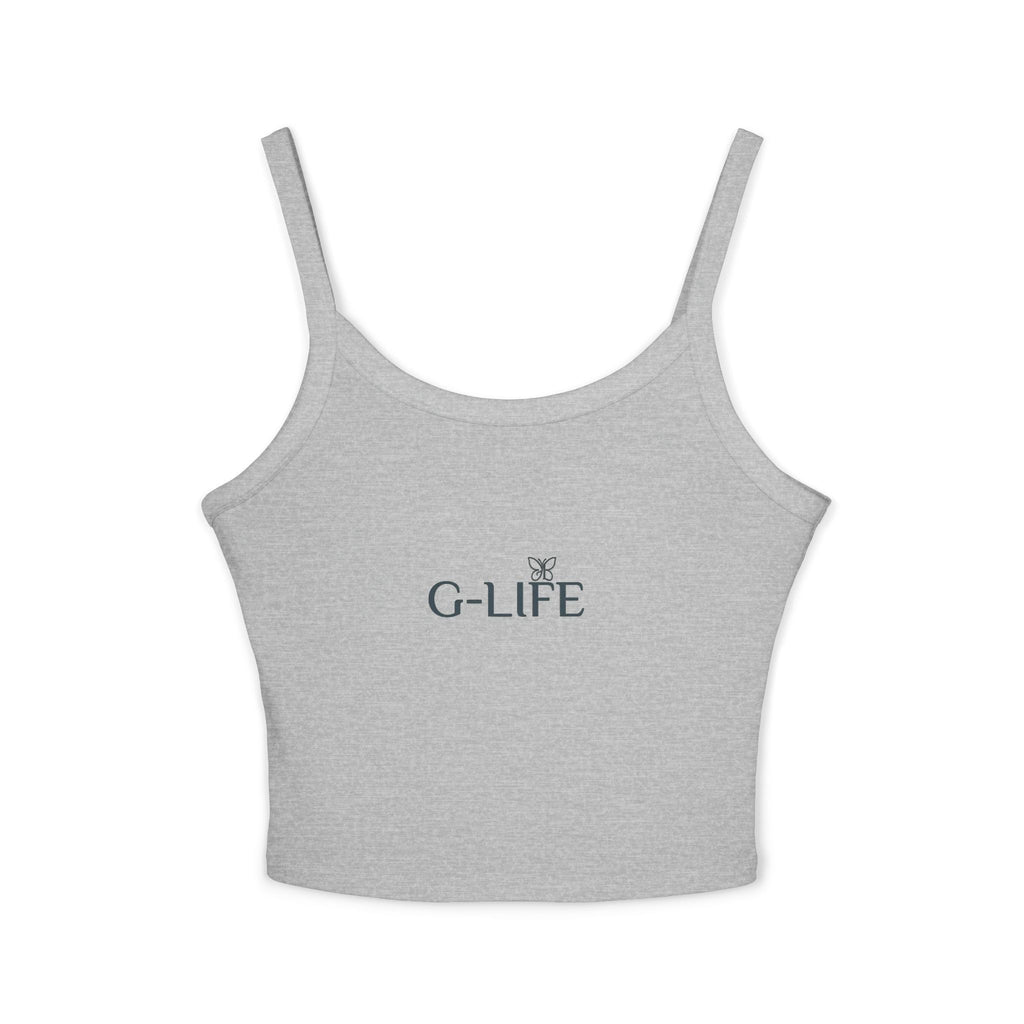 G-LIFE Butterfly Crop Tank Top — Women's Spaghetti Strap Graphic Tank