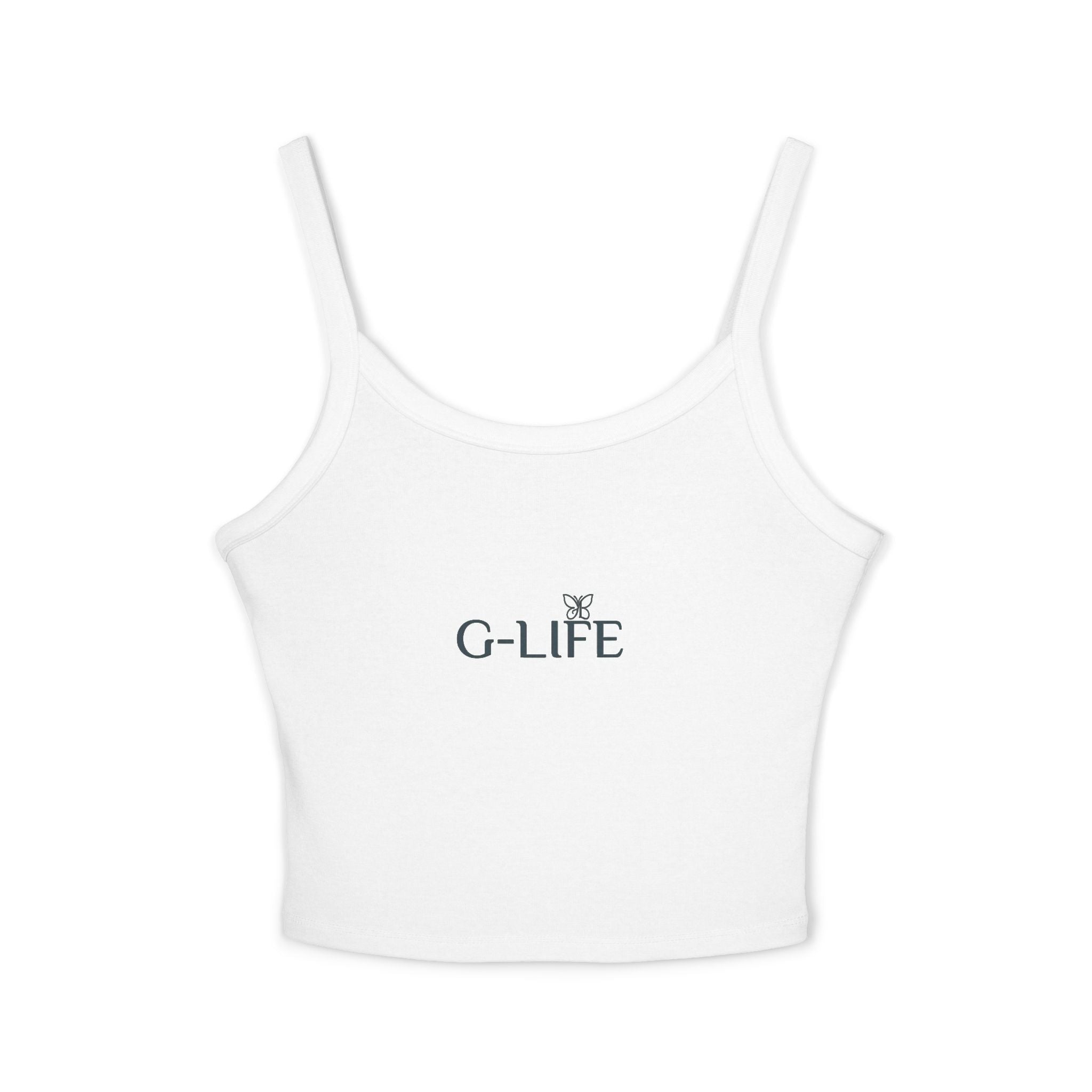 G-LIFE Butterfly Crop Tank Top — Women's Spaghetti Strap Graphic Tank