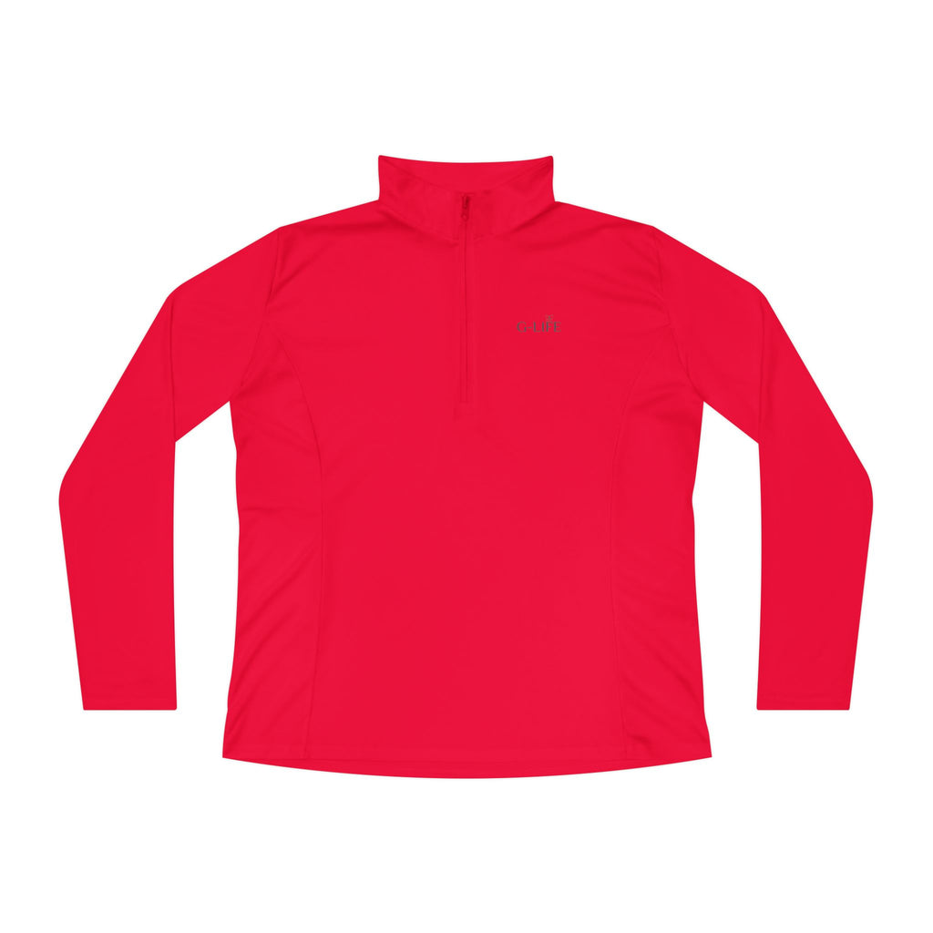 Ladies Quarter-Zip Pullover — Minimal Butterfly Embroidered Athletic Top